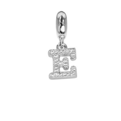 Charm with letter and zircons