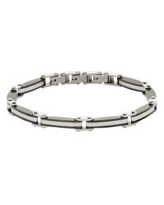 Man with steel mesh bracelet black and white