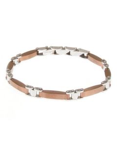 Bracelet modular steel, pvd pink and zircons