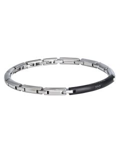 Steel Bracelet, PVD black and black cubic zirconia