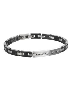 Modular Bracelet in PVD black, steel and black cubic zirconia