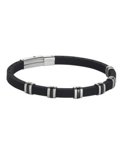Bracelet in caucciÃ¹ loops in steel and black PVD