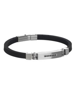 Bracelet in black caucciÃ¹, zircons black and white steel