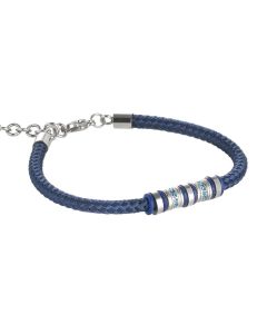 Steel Bracelet and bead torchon marine blue