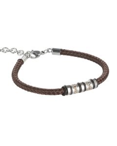 Steel Bracelet and bead marino torchon brown