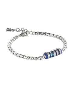 Steel Bracelet with blue elements and zircons