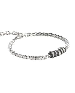 Steel Bracelet with black elements and zircons