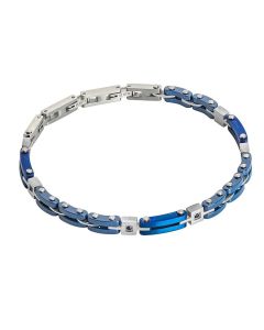 Bracelet modular steel PVD, blue and zircons