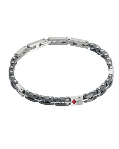 Bracelet modular steel, PVD black and red enamel