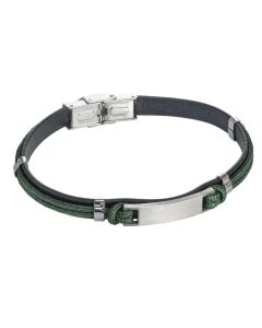 Bracelet in leather and lanyard marino green