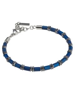 
Blue steel and hematite man bracelet
