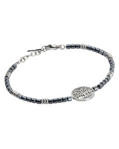 
Men&#39;s stainless steel bracelet with rhodium-plated tree of life