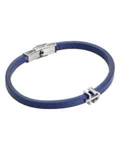 
Blue and leatherette bracelet