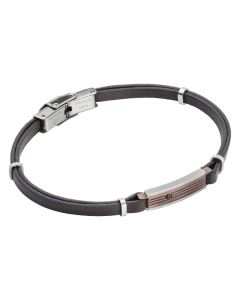 
Brown and zircon leatherette bracelet