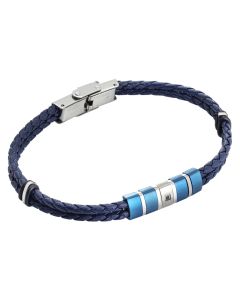 
Two-wire bracelet in blue and zircon leatherette