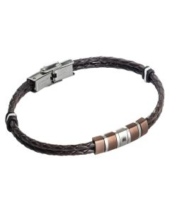 
Two-wire bracelet in brown and zircon leatherette