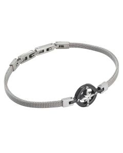 
Milan mesh steel bracelet with wind rose on pvd