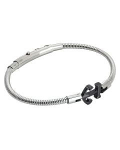 
Tubular steel bracelet with black pvd anchor