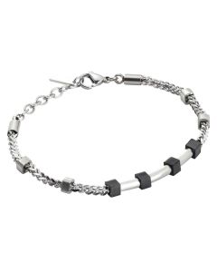 
Steel bracelet and black PVD cubes