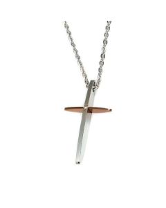 Necklace with crucifix bicolor and diamond