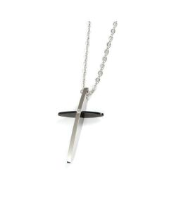 Necklace with crucifix black and withe and diamond