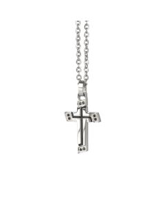 Necklace with crucifix from the inserts of black cubic zirconia