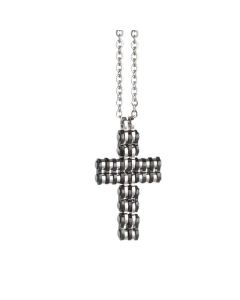 Necklace in steel with crucifix in PVD Black