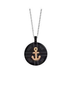 
Steel necklace with black and anchor pvd element
