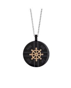 
Steel necklace with black pvd element and rudder