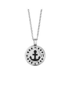 
Necklace with anchor in black pvd and spinels