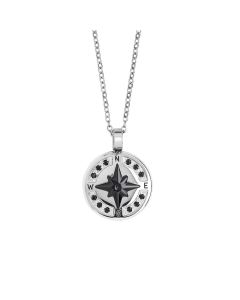 
Necklace with wind rose in black pvd and spinels