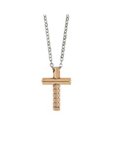 
Steel necklace with rose gold plated crucifix