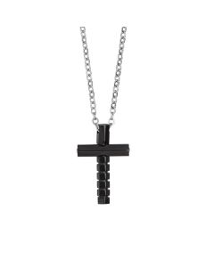 
Steel necklace with crucifix in black pvd