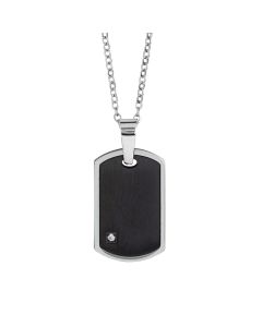 
Steel necklace with black pvd and zircon plate