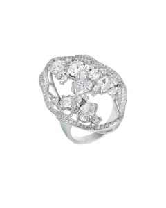 Ring with profile and decoration of white zircons