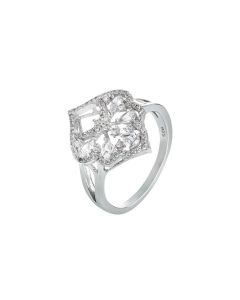 Ring with profile fanwise and white zircons