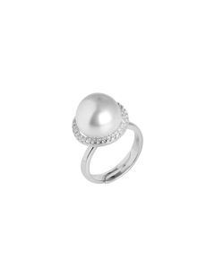 Ring with Swarovski pearl and pavÃ© of zircons