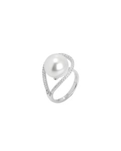 Ring with a pearl Swarovski and zircons