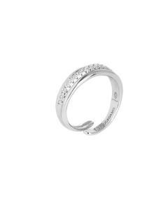Silver ring with cubic zirconia pavé