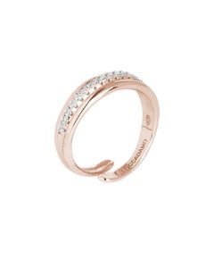 Ring in rose gold-plated silver with cubic zirconia pavé