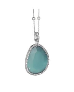 Necklace with faceted crystal aquamarine