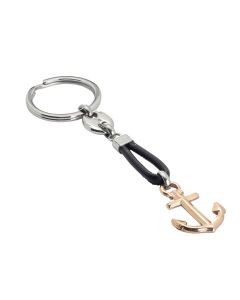 
Key ring in steel, marine cord and still pink