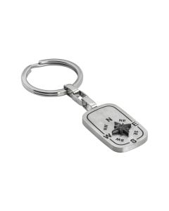 
Key ring with rhodium-plated and wind rose