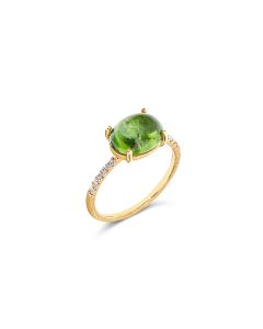 anello in oro 18 kt diamanti e tormalina verde