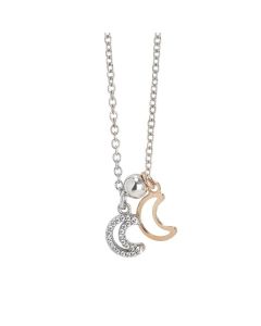 Necklace with double pendant with the shape of the moon