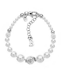 Bracelet in silver with pearls and rhinestones
