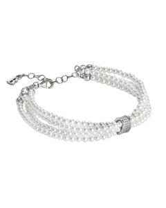 Multiwire Bracelet of Swarovski pearls, silver and zircons