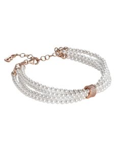 Multiwire Bracelet of Swarovski pearls, silver rosato and zircons