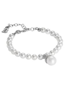 Bracelet with pearl central Swarovski, silver and zircons