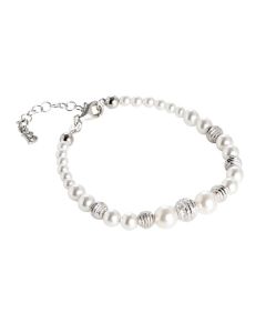 Bracelet with the string of pearls Swarovski and passing in diamond silver